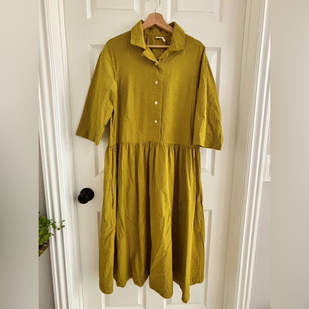 TOAST Check Crinkle Cotton Dress